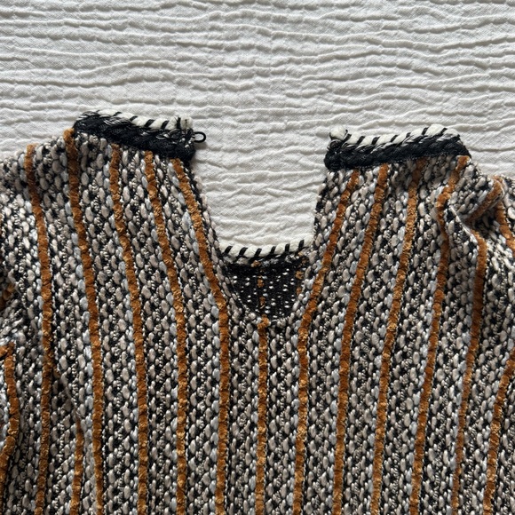 Zara Black, White & Burnt Orange Striped Midi Dress - Picture 9 of 12